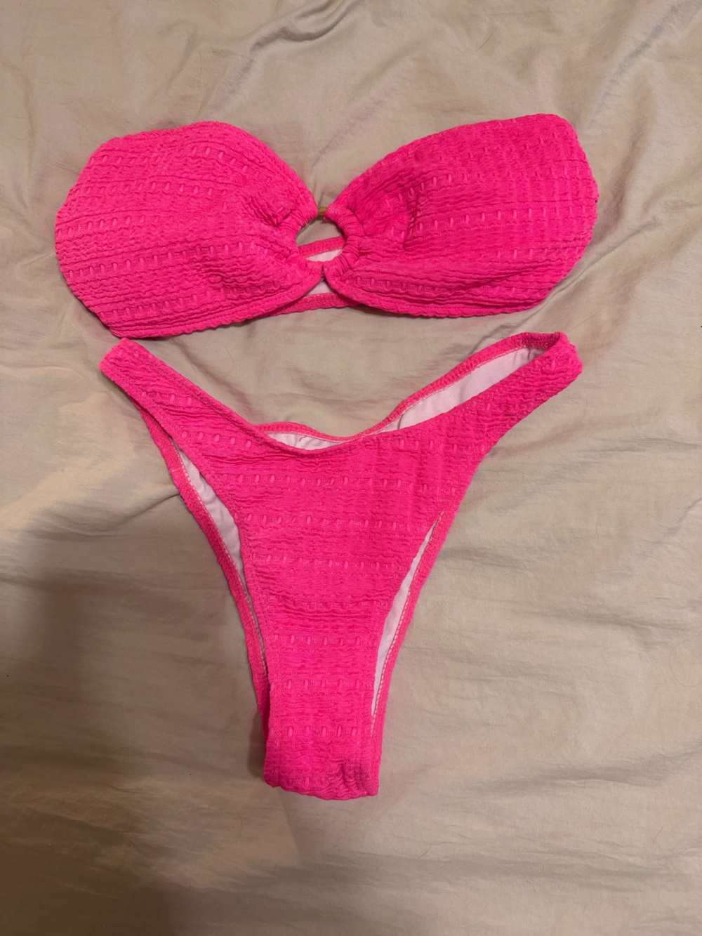 Hot Pink Textured Bikini Set
